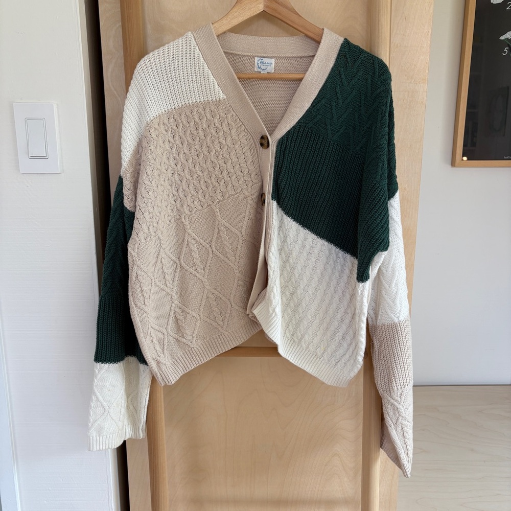 Colorblock Knit Cardigan Sweater